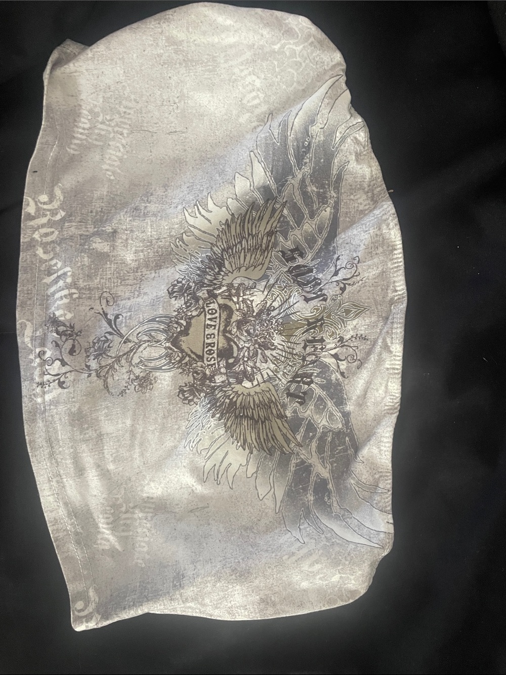 SHEIN Silver Graphic Crop Tube Top with Winged Emblem